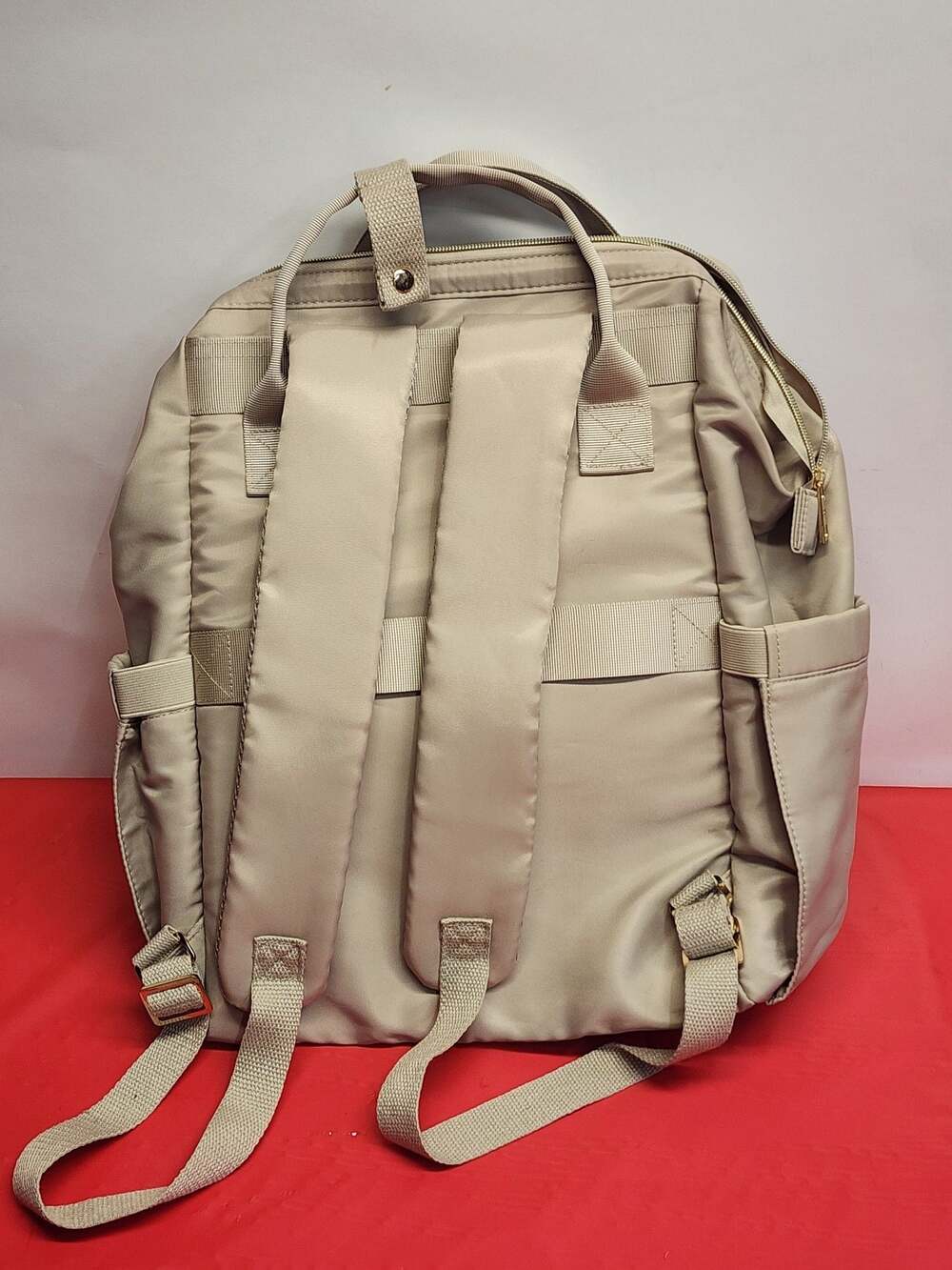 Paris Hilton Quilted Laptop Backpack in Beige - Picture 2 of 9